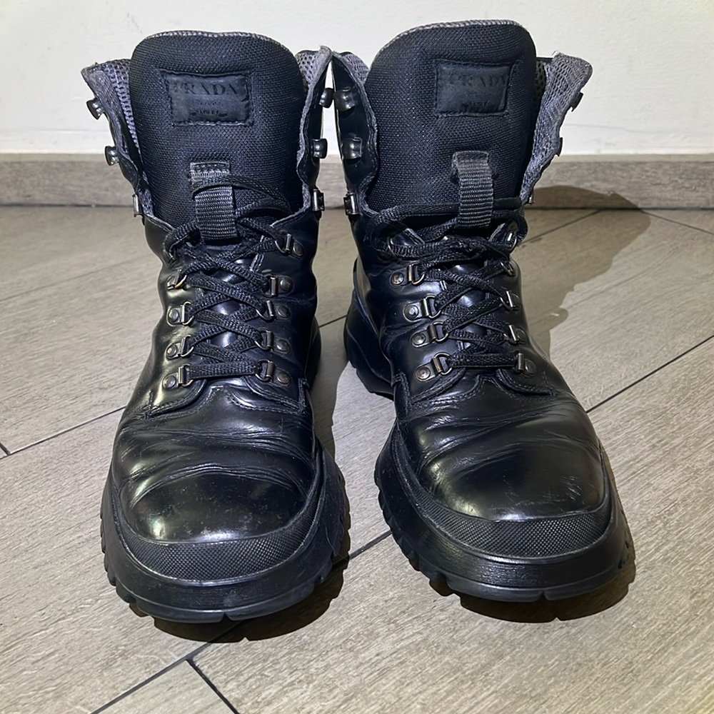 Prada black combat boot